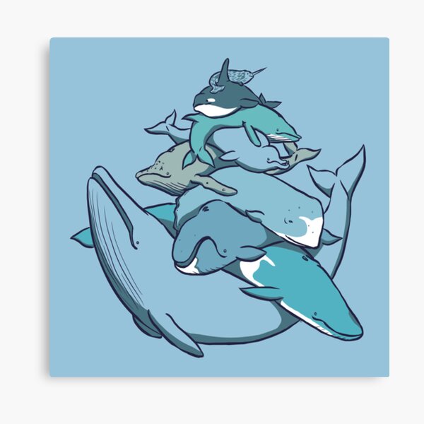 Stacks on Blue -print Canvas Print