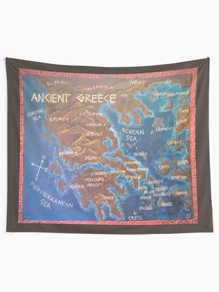 "Map of Ancient Greece" Tapestry by brusling  Redbubble