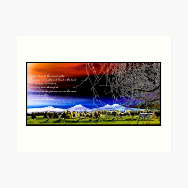 Bible Verse Matthew 7:13-14 Art Print