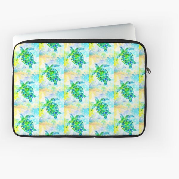 Sea Turtle with background by Jan Marvin Laptop Sleeve