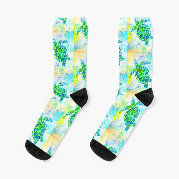 Sea Turtle with background by Jan Marvin Socks