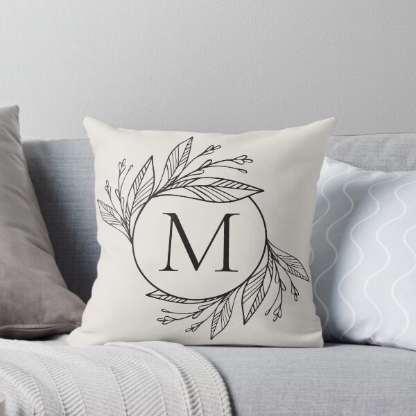 Item preview, Personalized beige and black monogram with initial letter M. Luxury leaves pattern on a beige background. designed and sold by Annartlab.