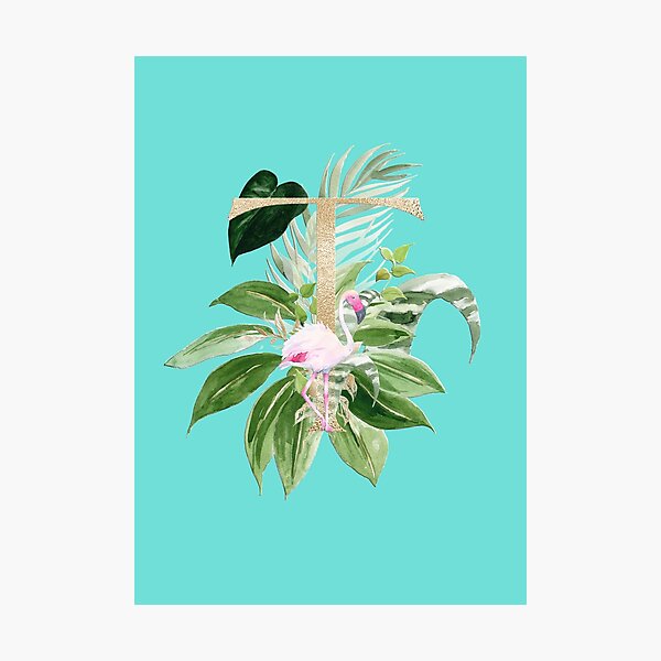 Tropical Flamingo Monogram T Photographic Print