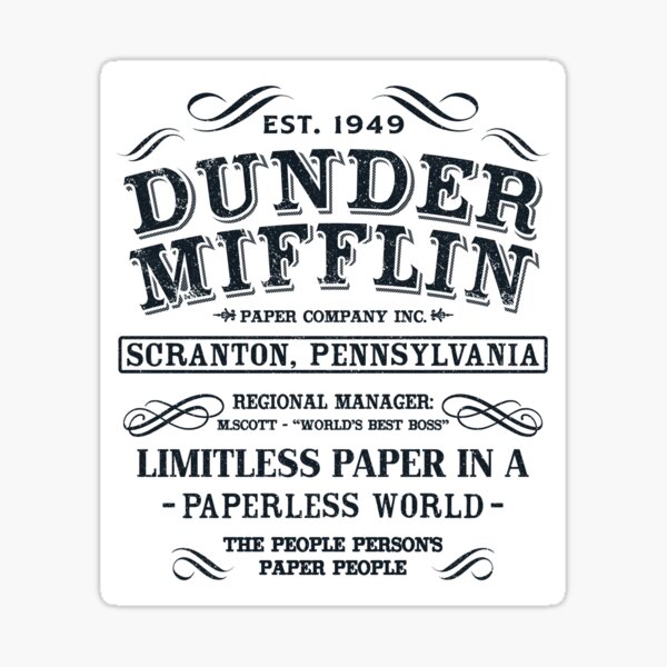 Dunder Mifflin Inc Paper Company Est 1949 Scranton Pa Unique Funny