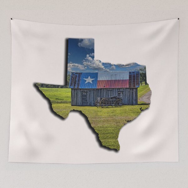 Item preview, Lone Star Pride - Texas Shape Filled with Texas Flag Shed and Buckboard designed and sold by Warren Paul Harris.