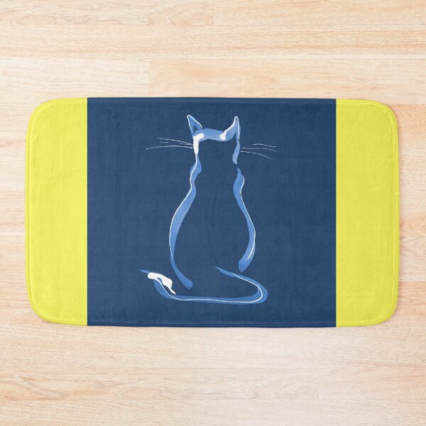Item preview, Sitting Cat from behind in Blue on Yellow designed and sold by Istvan Ocztos.