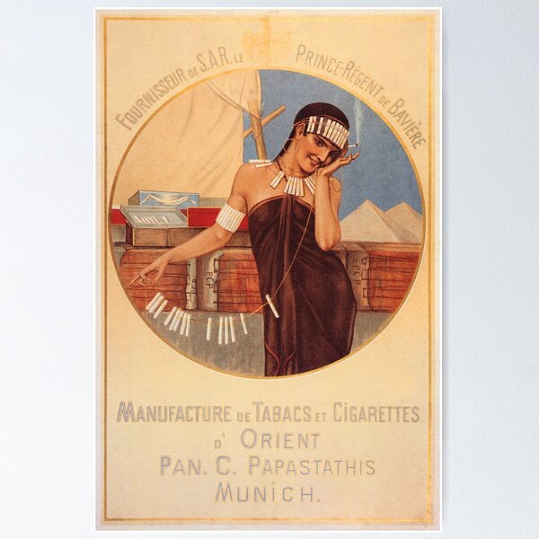 Item preview, PAPASTATHIS MUNICH Cigarettes Tobacco Advertising Vintage German Lithograph  designed and sold by retroposters.