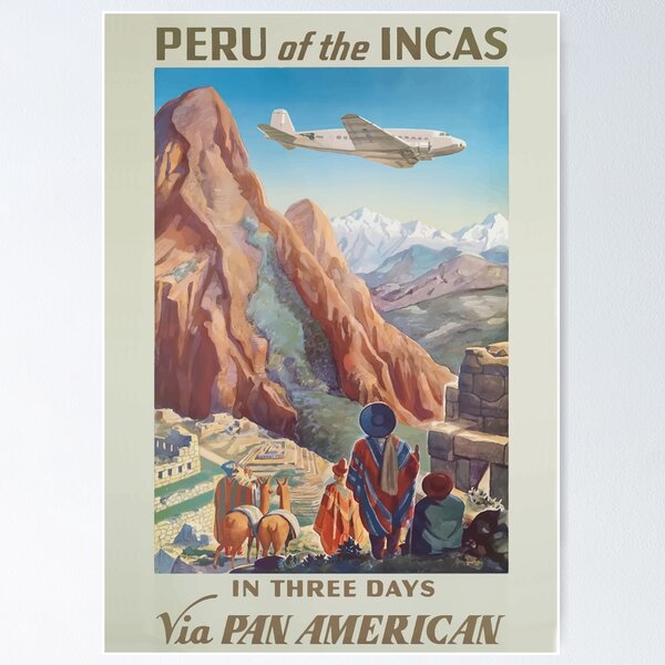 Item preview, Vintage Peru Poster designed and sold by vintagetraveler.