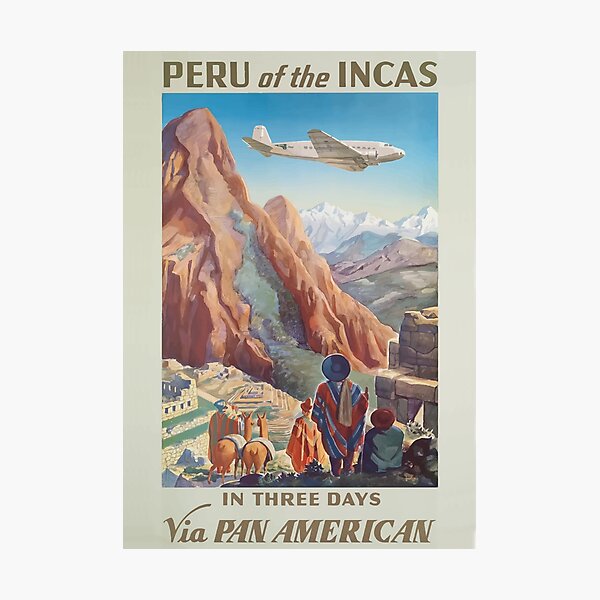 Item preview, Vintage Peru Poster designed and sold by vintagetraveler.