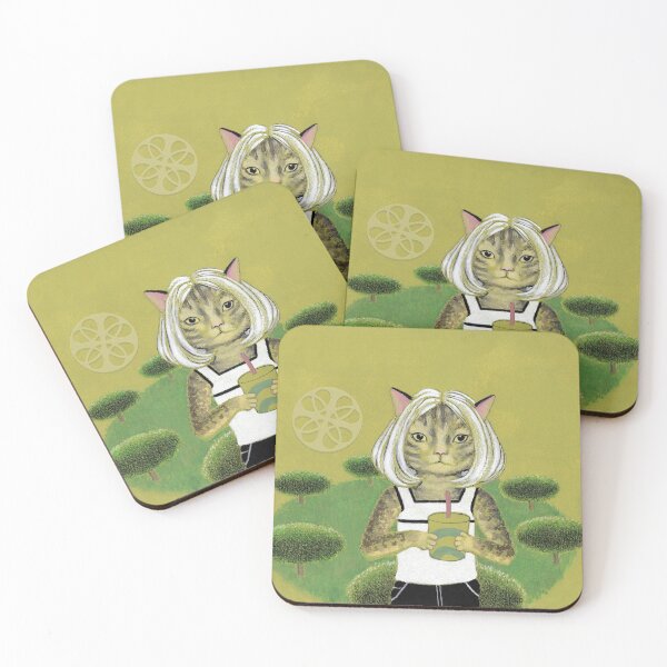 Item preview, Kale smoothie cat in topiary garden designed and sold by janedoran.
