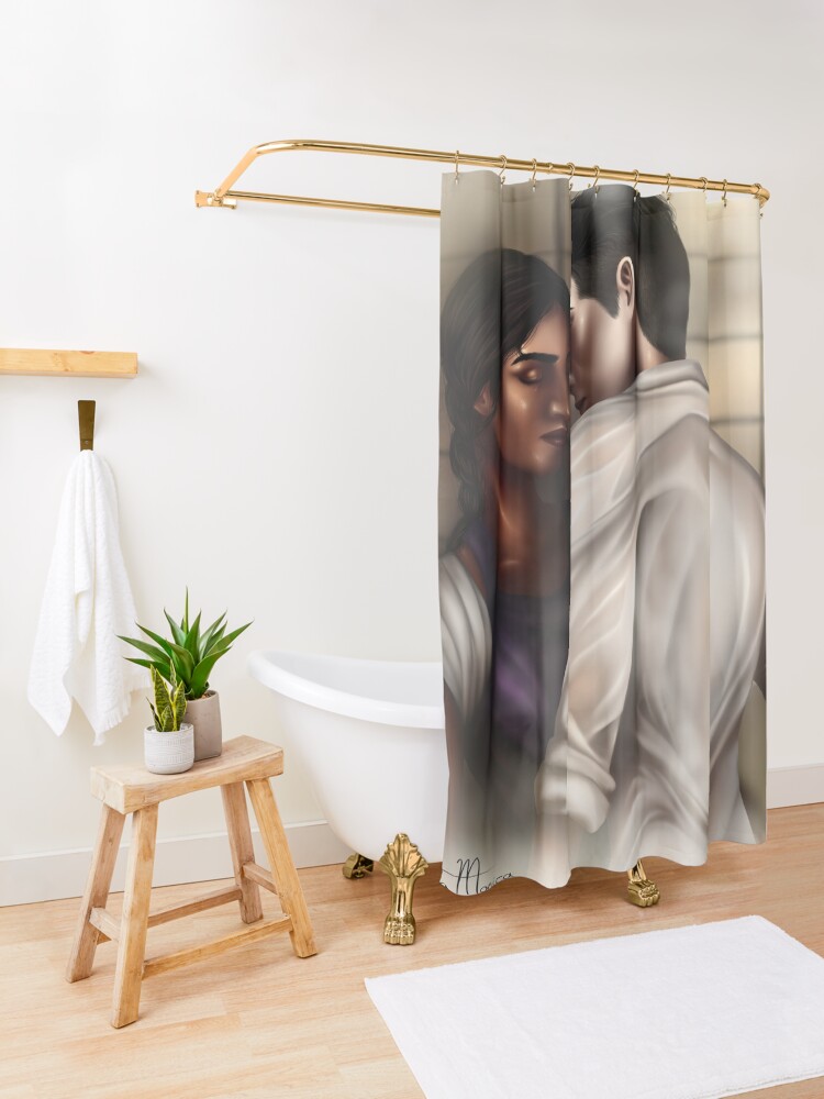 Alternate view of Inej and Kaz Shower Curtain