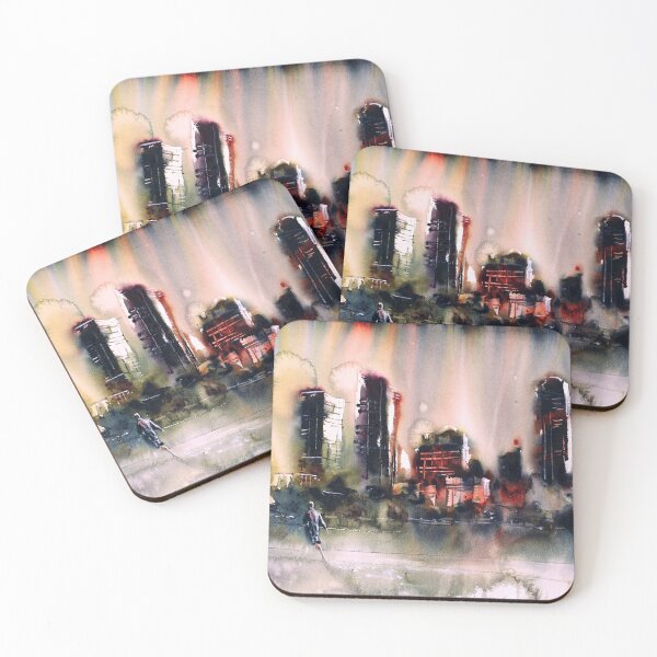 Item preview, Milwaukee, WI skyline watercolor painting.   designed and sold by rfoxphoto.