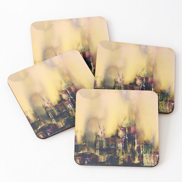 Item preview, Watercolor painting of skyline of downtown Raleigh, NC at sunrise. designed and sold by rfoxphoto.