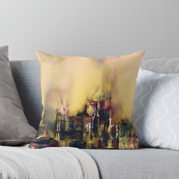 Item preview, Watercolor painting of skyline of downtown Raleigh, NC at sunrise. designed and sold by rfoxphoto.