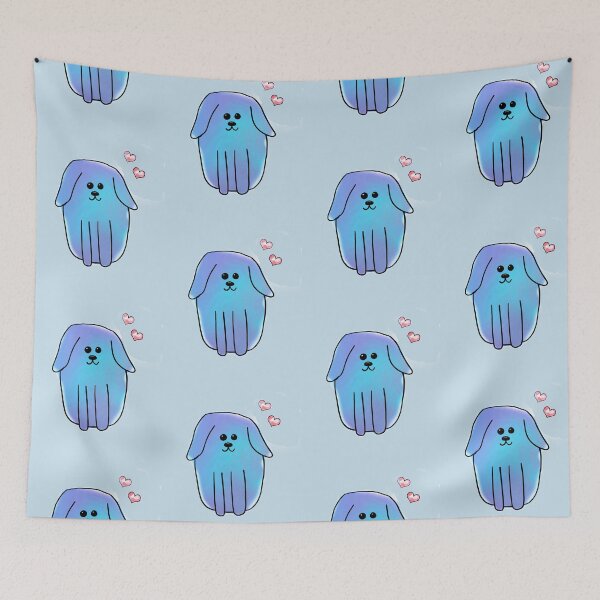 Item preview, Blue Watercolour Dog with Hearts designed and sold by alisadesigns.