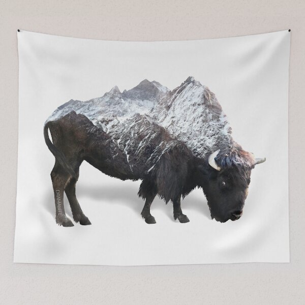 Item preview, Dramabite Bison Buffalo Double Exposure Surreal Wildlife Native Animal designed and sold by dramabite.
