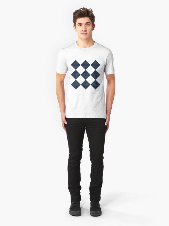 Alternate view of Aged Black And White Diagonal Checks Slim Fit T-Shirt
