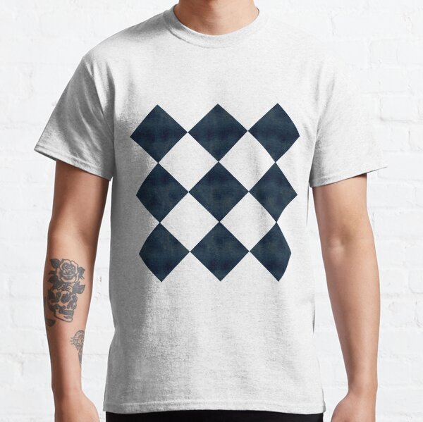 white shirt with black checks