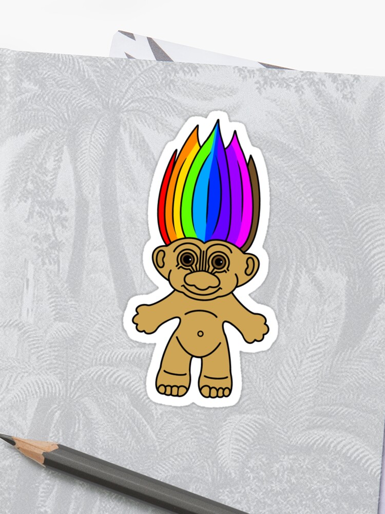 Rainbow Hair Pride Troll Doll Sticker By Hanameda Redbubble