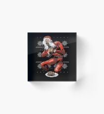 Santa Devouring His Cookies Acrylic Block