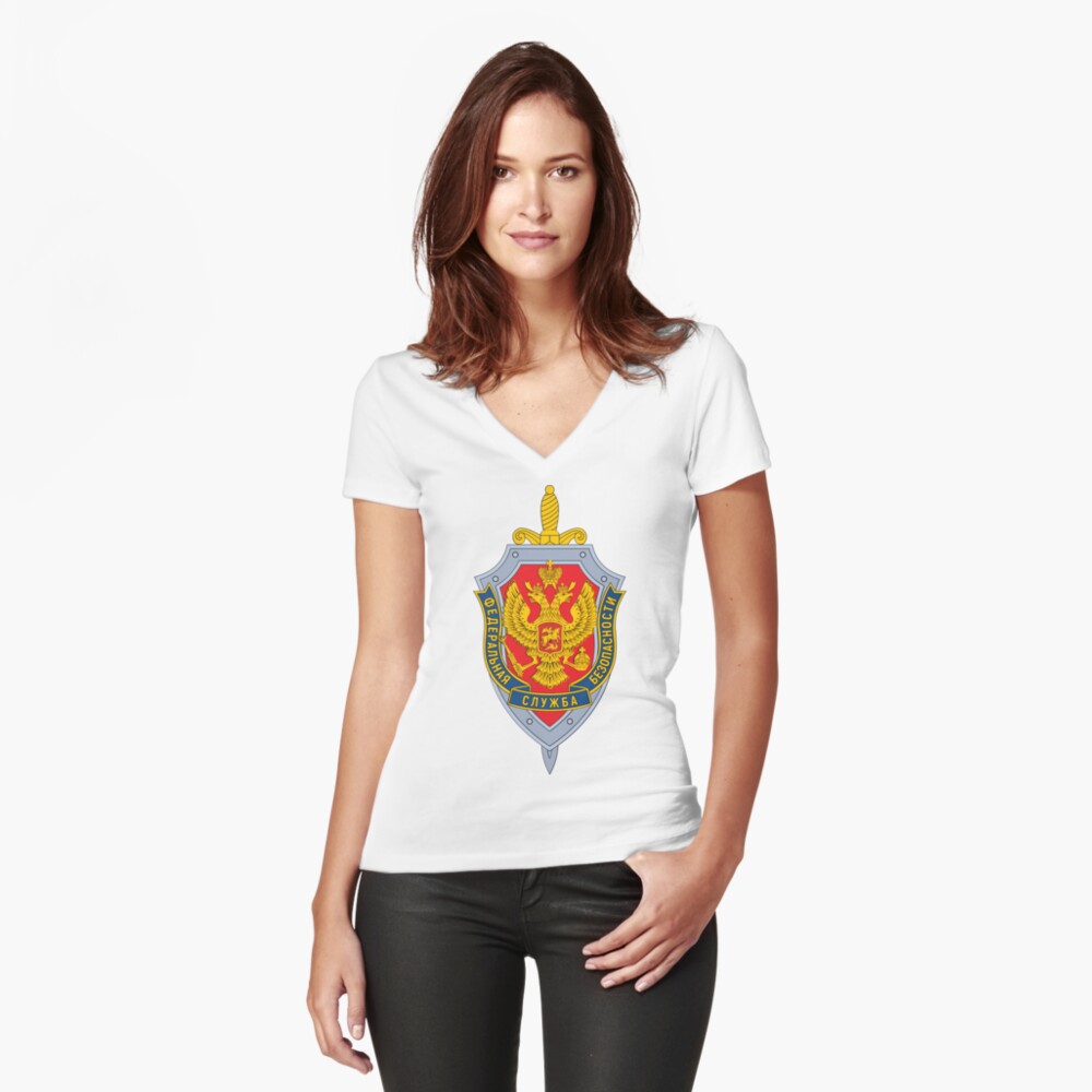 Emblem of the Russian Federal Security Service Fitted V-Neck T-Shirt
