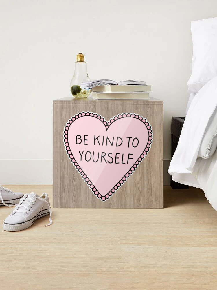 Be kind to yourself pink heart sticker, Zazzle