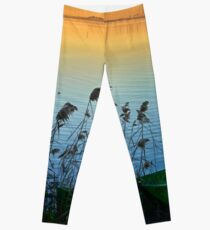 Trasimeno boats at sunset, Umbria, Italy Leggings