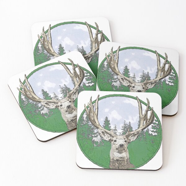 Item preview, Mule deer buck and pine trees  designed and sold by Saltypro.