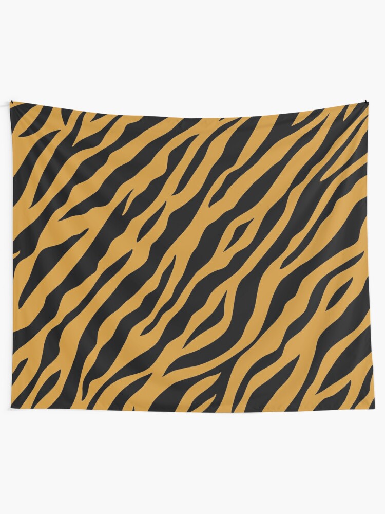 Zebra Tiger Wave Pattern Black And Yellow Tapestry By