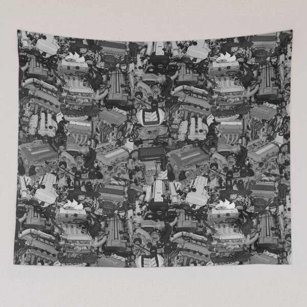Item preview, JDM Engines Pattern / Stickerbomb (black and white version) designed and sold by ArtyMotive.