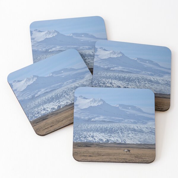 Item preview, A reindeer in front of an Icelandic glacier designed and sold by elisainiceland.