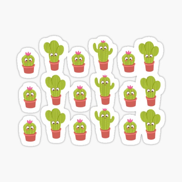 Baby cactus pattern black background Sticker