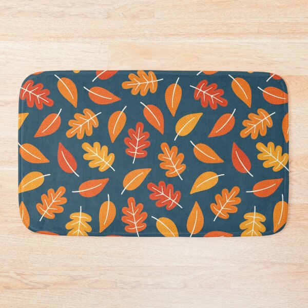Item preview, Retro Autumn Leaves on Indigo Blue designed and sold by Daisy Beatrice.