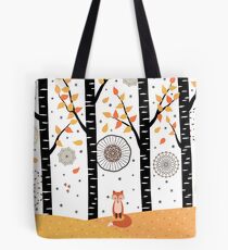 Fox - Birch Trees - Autumn Tote Bag