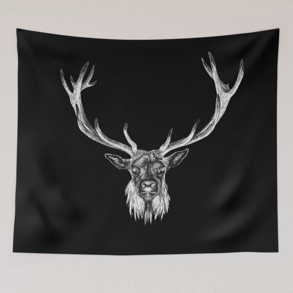 Item preview, Majestic Red Deer Stag on Black designed and sold by Traveling Pencils.