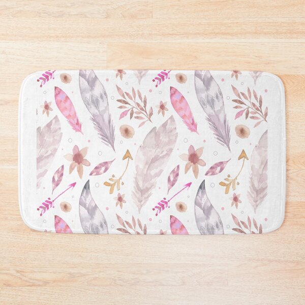 Item preview, Pink and grey feather watercolor pattern designed and sold by tqueen.