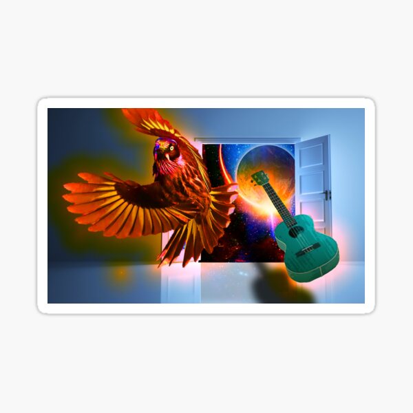 Three Words #1: Bird, Door, Ukulele Sticker