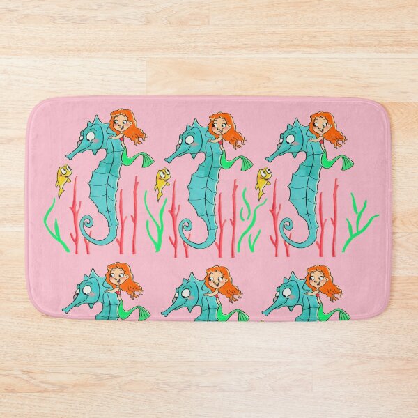 Item preview,  Mermaid and seahorse pink pattern designed and sold by Nadia  Ronquillo.
