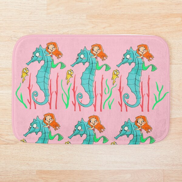 Item preview,  Mermaid and seahorse pink pattern designed and sold by Nadia  Ronquillo.