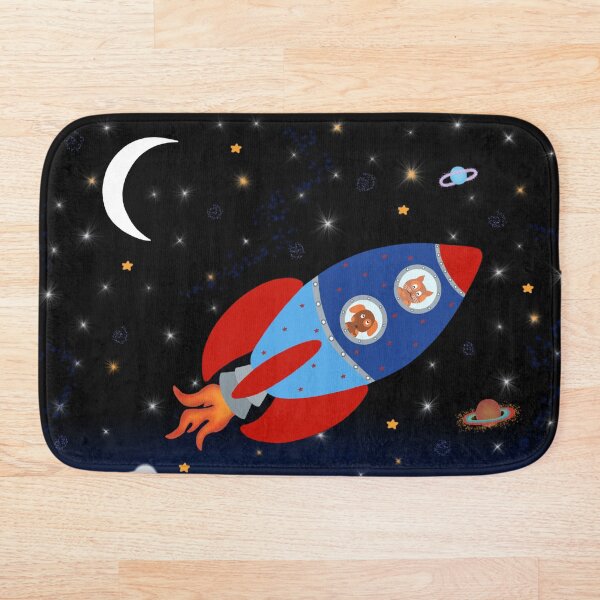 Space - Rocket - Cat - Dog Bath Mat