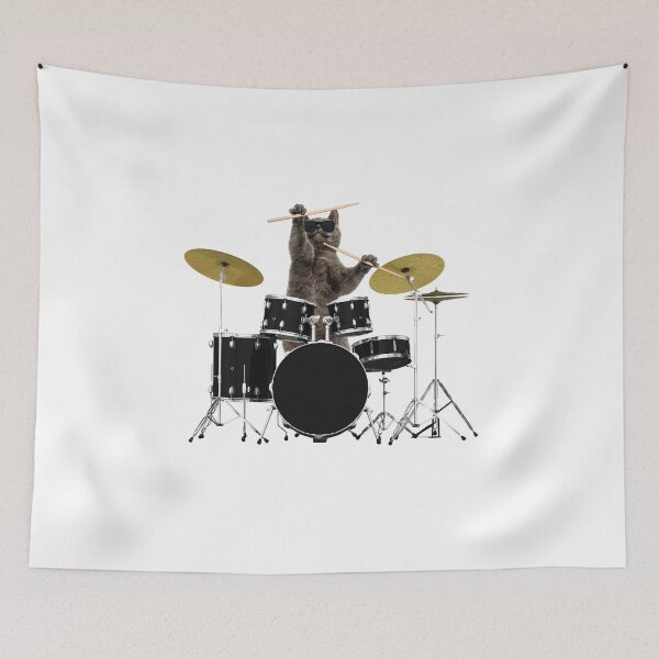 Item preview, Cat Musician Playing the Drums - Drummer Solo designed and sold by Maria Garcia.