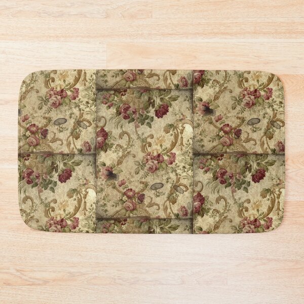 Item preview, Vintage brocade, gold, crimson flowers fabric designed and sold by BalloonPrints.