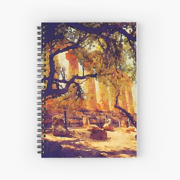 Temple and Olive Trees, Agrigento, Sicily Spiral Notebook