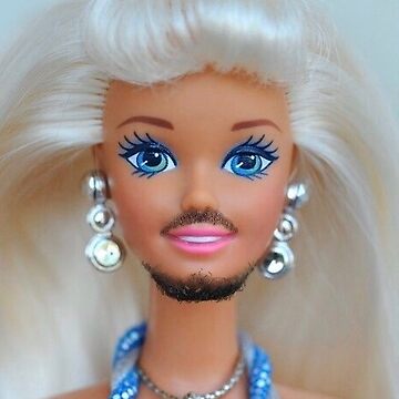 Barbie doll with beard Sticker