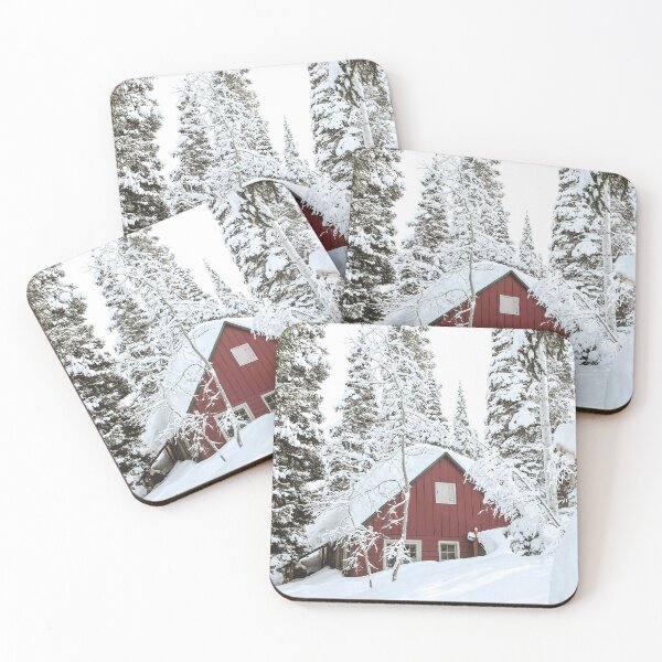 Item preview, Red Cabin in the Snow, Modern Minimalist Art designed and sold by moderntrend.
