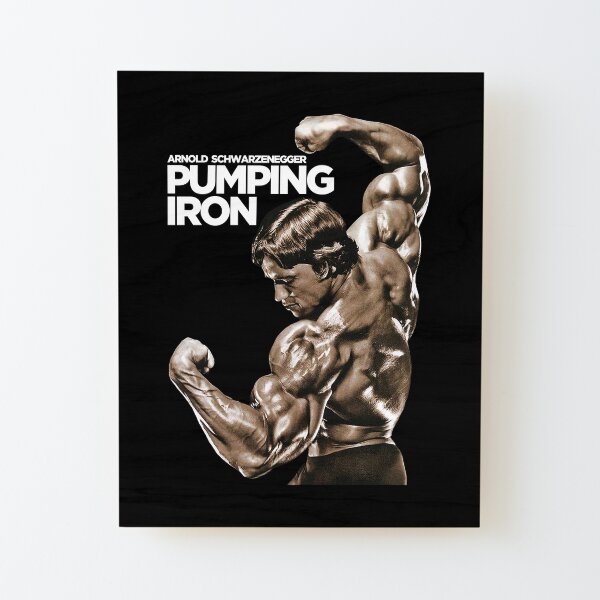 Arnold Schwarzenegger Classic Pumpeisen Aufgezogener Druck auf Holz