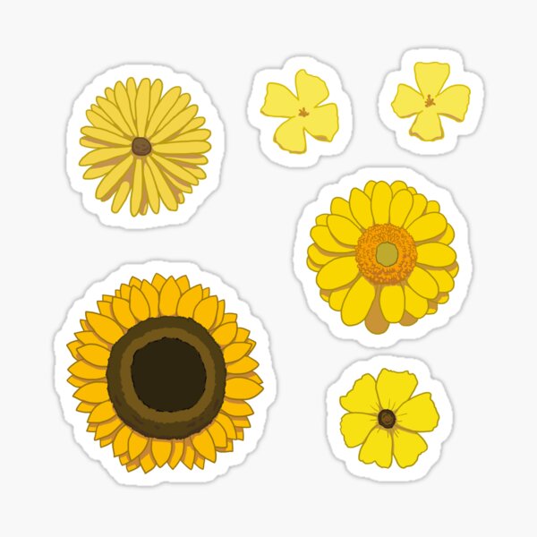 "Yellow Flowers Stickers" Sticker by Sunlitfields Redbubble