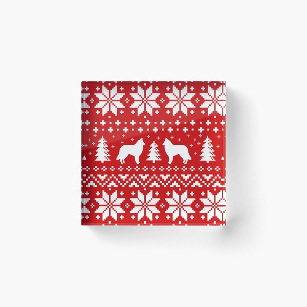 Artikel-Vorschau von Belgier Tervuren silhouettiert rotes und weißes Weihnachtsfeiertags-Muster, designt und verkauft von Jenn Inashvili.