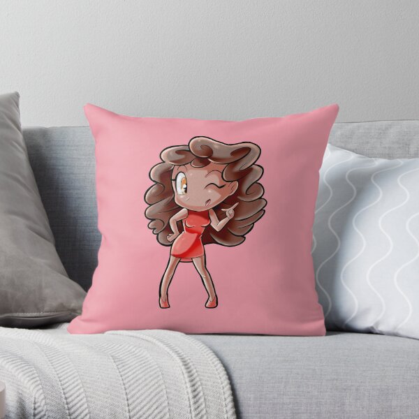 Red Dress with Curls Throw Pillow