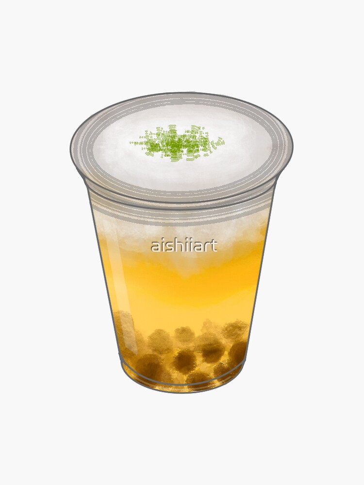 "Boba Cheese Foam Tea" Sticker by aishiiart Redbubble